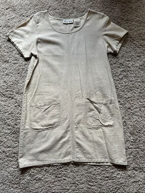 Vintage Let’s Talk Linen/Cotton Blend Tshirt Dress with pockets